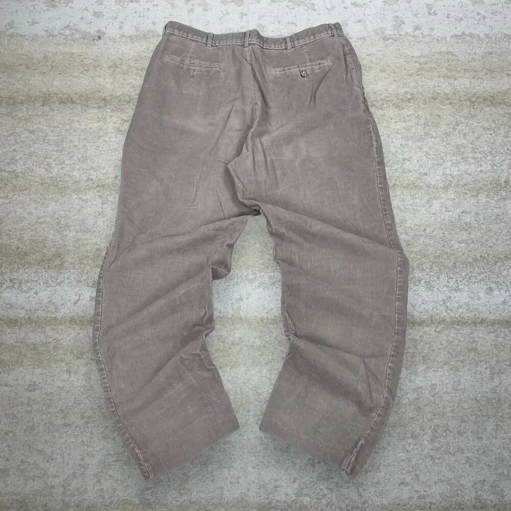 Vintage 90s Haggar Corduroy Pants 36x31 Straight Fit Light Tan Flat Front